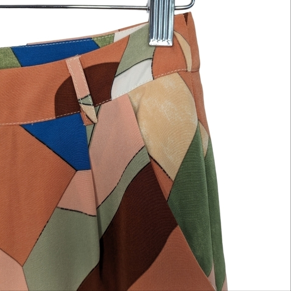 Entro Multicolor High Waisted Boho Abstract Geometric Print Slacks Pants Size M - Picture 9 of 12